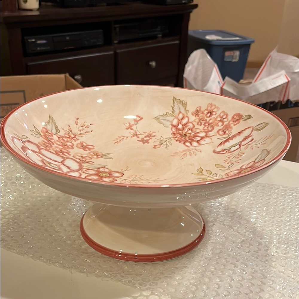 Waverly Norfolk Rose Compote Pedestal NWT